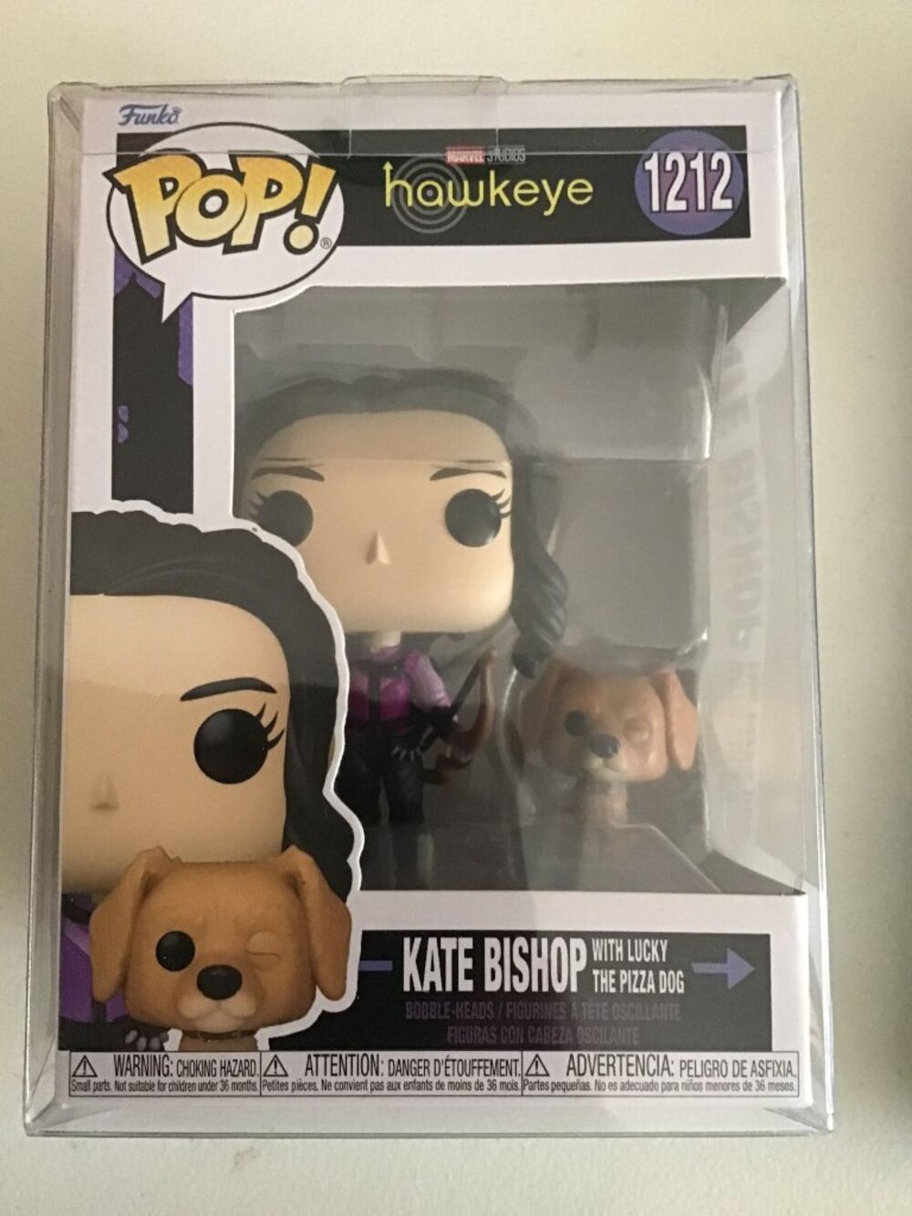 Funko Pop Marvel Hawkeye Kate Bishop with Lucky Pizza Dog Vinyl Figure Protector